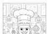 Frankenstein Baking Cookies Coloring Page