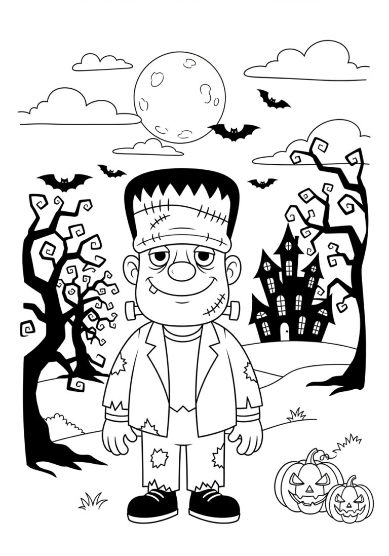 Frankenstein Halloween Coloring Page to Print Out and Color Frankenstein Halloween Coloring Page to Print Out and Color