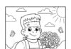 Frankenstein Holding Flowers Coloring Page