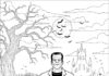 Frankenstein in a Graveyard Scene Coloring Page