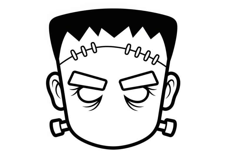 Frankenstein Mask Cut-Out Coloring Page Frankenstein Mask Cut-Out Coloring Page