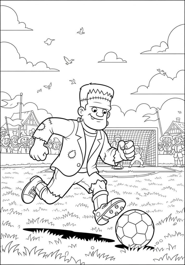 Frankenstein Playing Soccer Coloring Page Frankenstein Playing Soccer Coloring Page