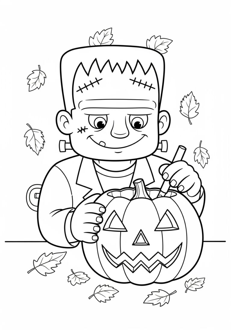 Frankenstein Pumpkin Carving Coloring Page Frankenstein Pumpkin Carving Coloring Page