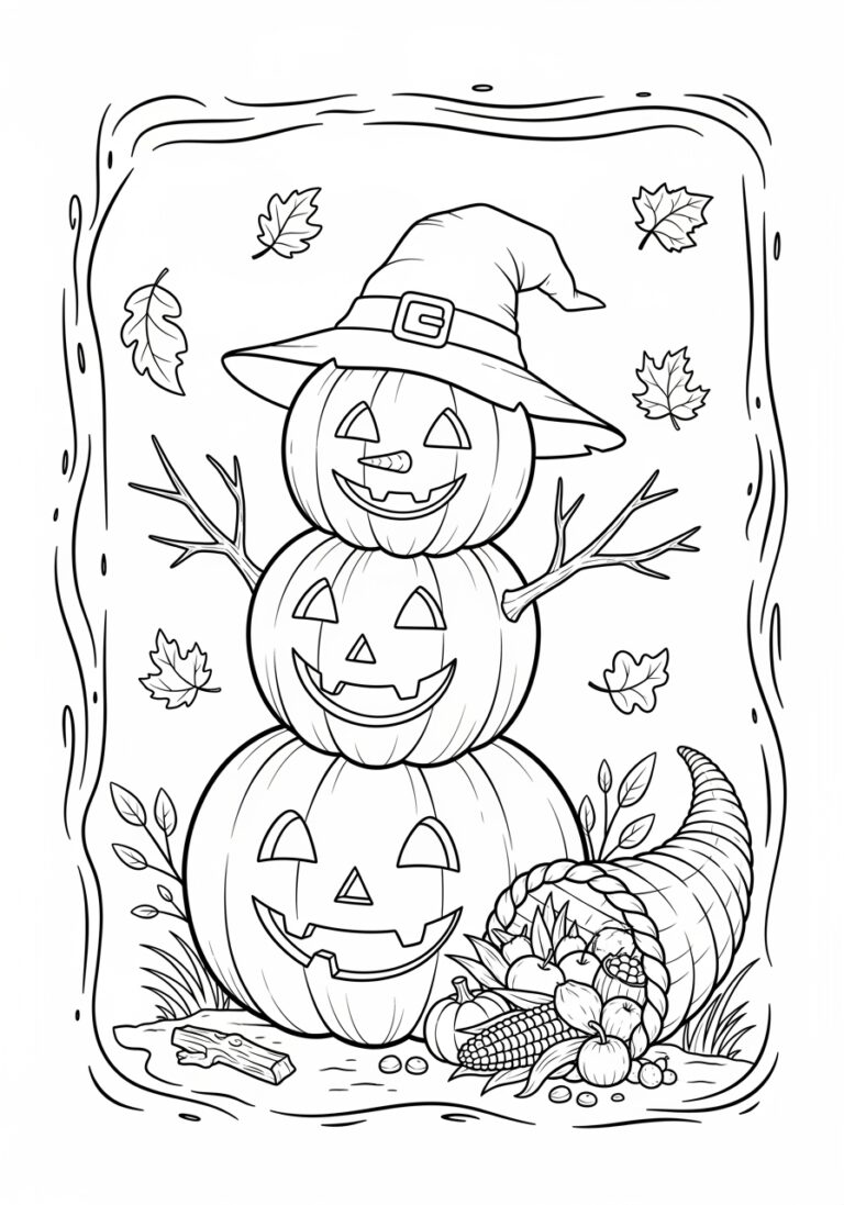 Free Printable Fall and Halloween Coloring Page Free Printable Fall and Halloween Coloring Page