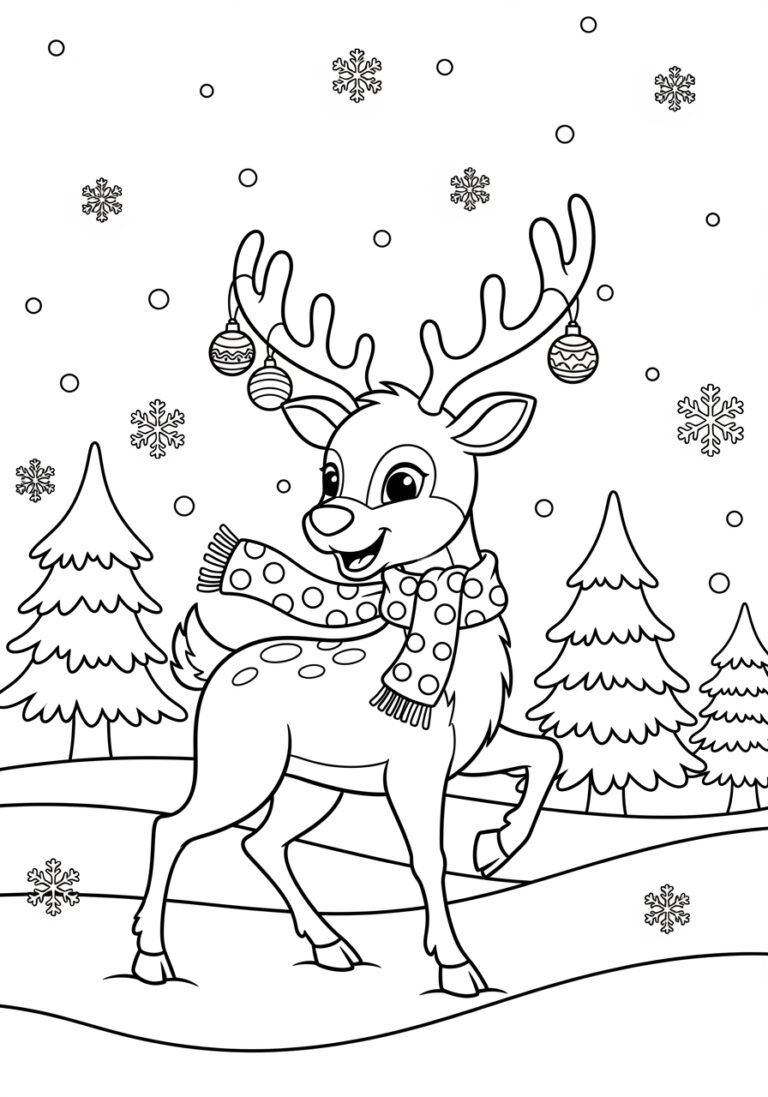 Free Rudolph Christmas PDF Coloring Page to Print