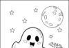 Friendly Ghost with Pumpkin Coloring Page