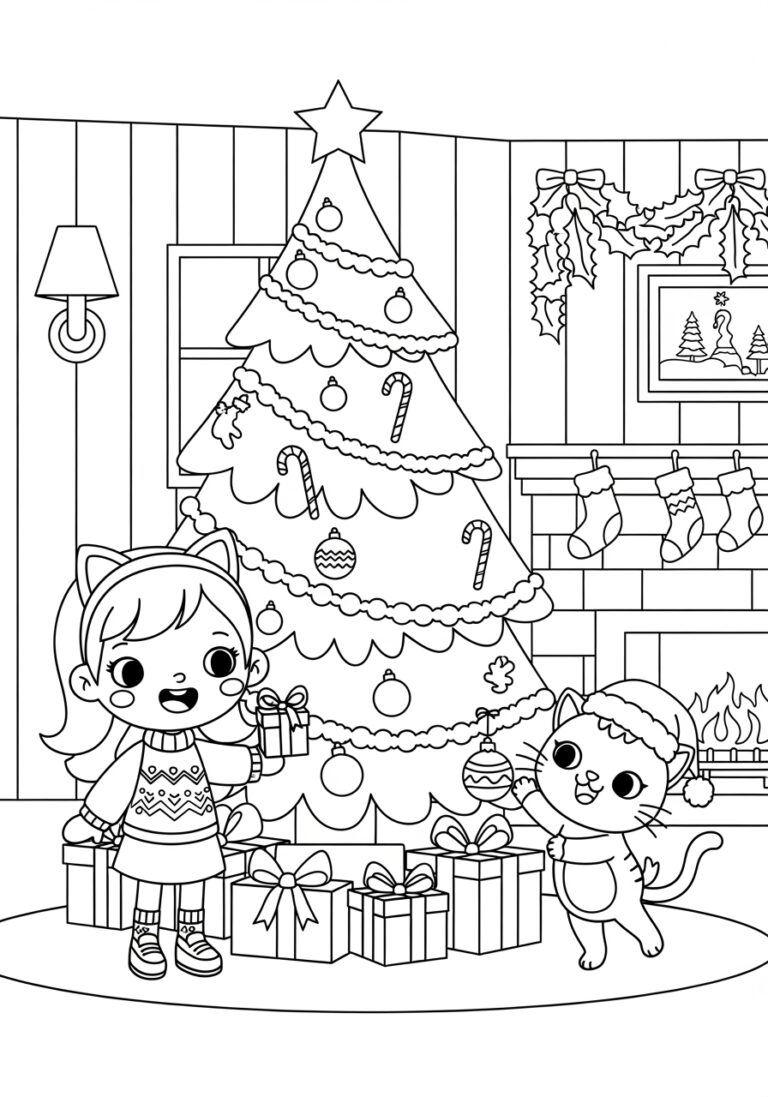 Gabby Dollhouse Christmas Coloring Page Gabby Dollhouse Christmas Coloring Page