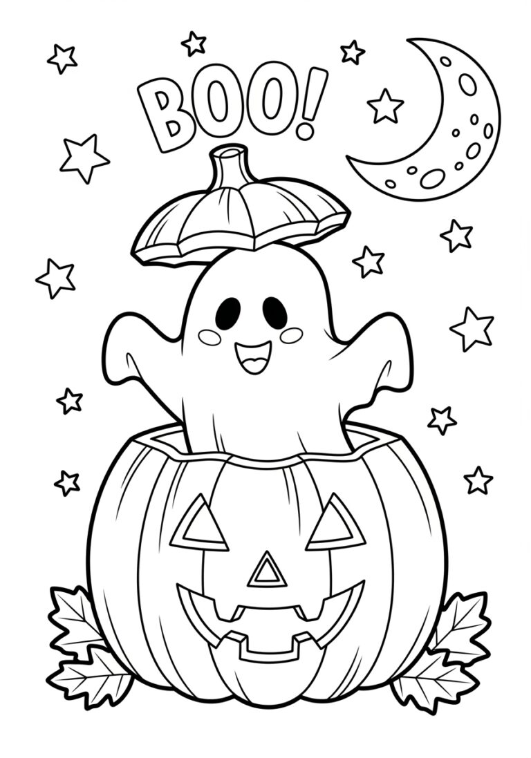 Ghost and Pumpkin Coloring Page to Print Out and Color Ghost and Pumpkin Coloring Page to Print Out and Color