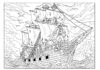 Ghost Pirate on a Ship Coloring Page to Print and Color