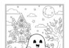 Ghost Trick or Treating Coloring Page
