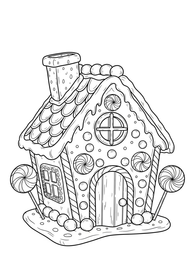 Gingerbread House Candy Coloring Page