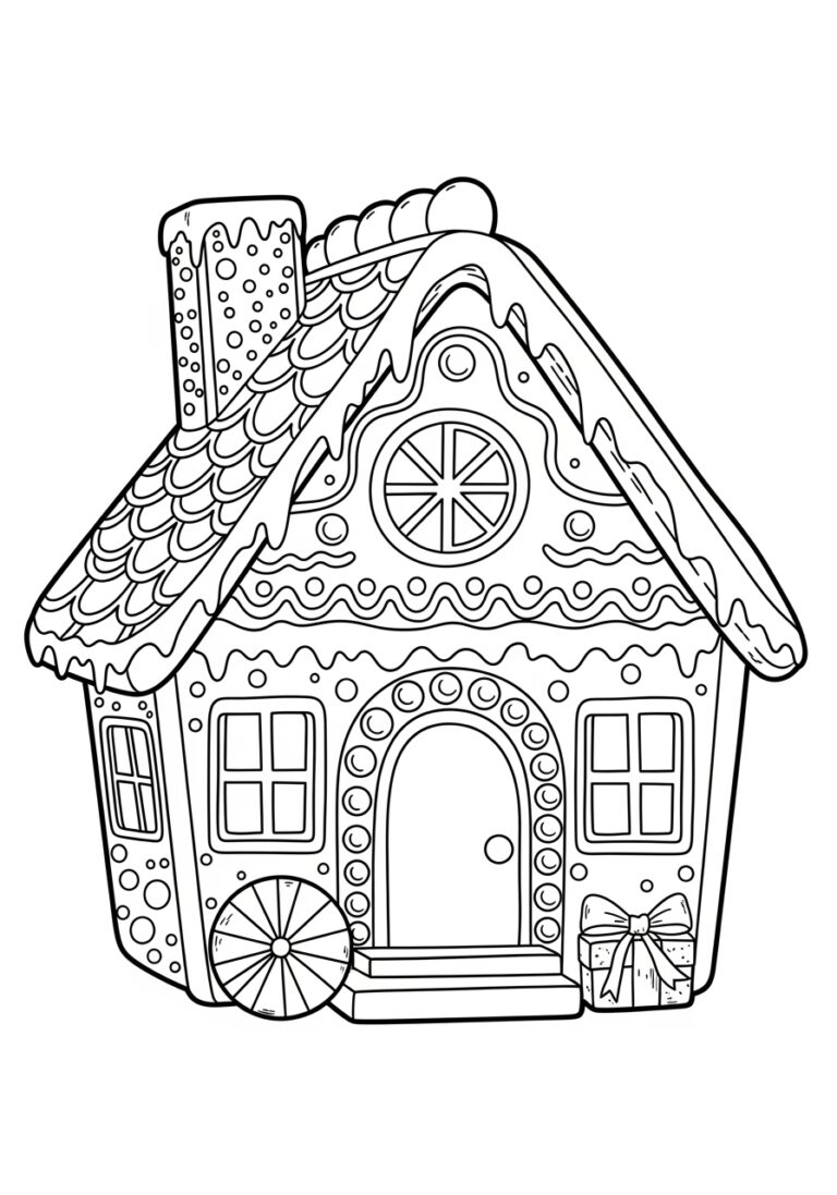 Gingerbread House Coloring Page for Adults Gingerbread House Coloring Page for Adults