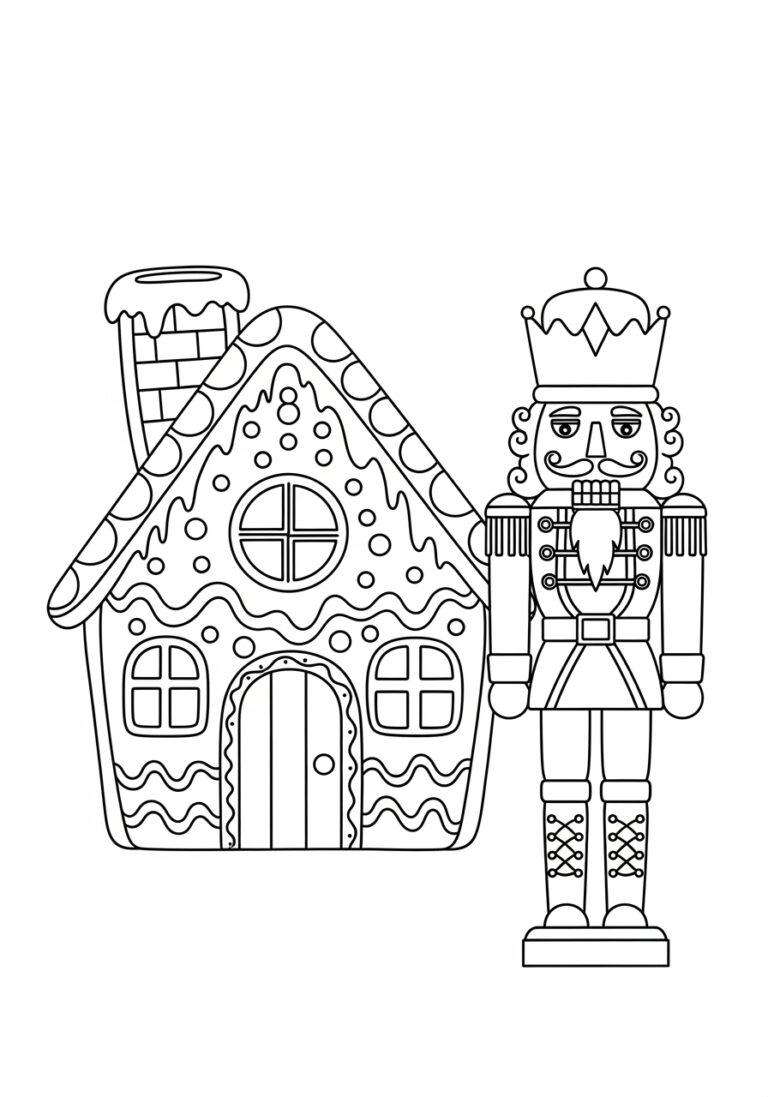 Gingerbread House Nutcracker Coloring Page Gingerbread House Nutcracker Coloring Page