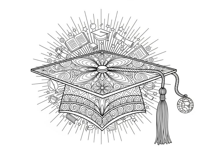 Graduation Cap Ornament Coloring Page