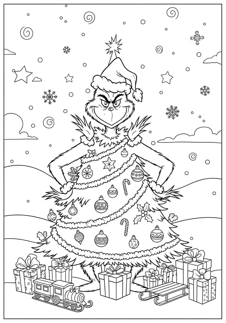 Grinch Christmas Tree Coloring Page Grinch Christmas Tree Coloring Page