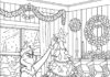 Grinch Decorating a Christmas Tree Coloring Page