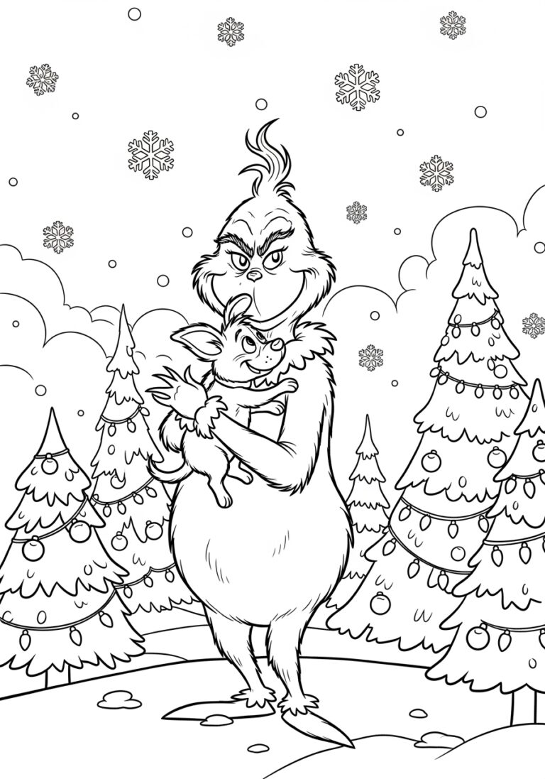 Grinch Hugging Max Coloring Page Grinch Hugging Max Coloring Page