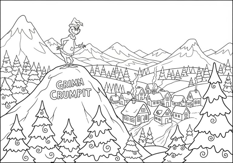 Grinch on Mount Crumpit Overlook Coloring Page