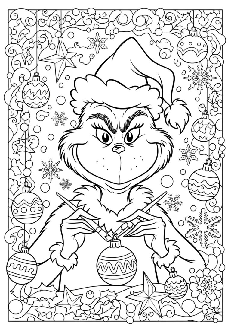 Grinch Painting Ornament Coloring Page Grinch Painting Ornament Coloring Page