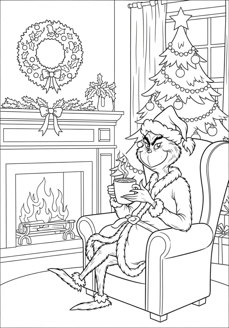 Grinch Sipping Hot Cocoa Coloring Page Grinch Sipping Hot Cocoa Coloring Page