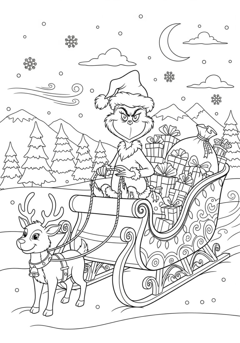 Grinch Sleigh Coloring Page