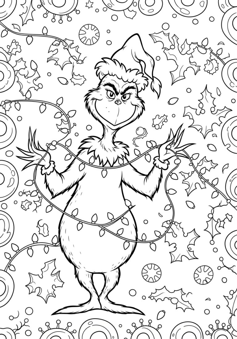 Grinch Stealing Light Coloring Page