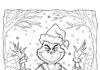 Grinch Tangled in Holiday Lights Coloring Page