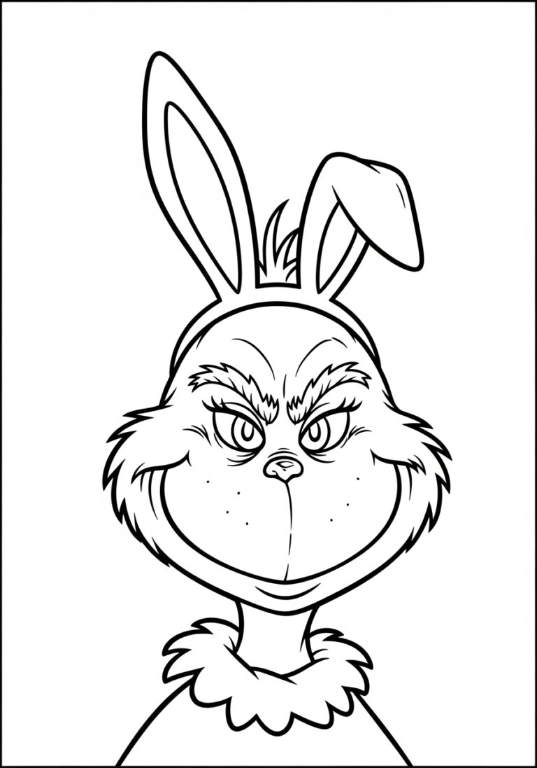 Grinch Wearing Bunny Ears Coloring Page