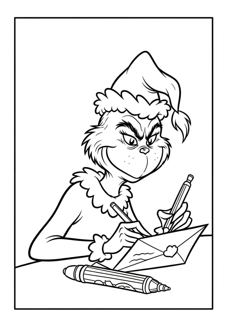 Grinch Writing a Letter to Santa Coloring Page Grinch Writing a Letter to Santa Coloring Page