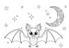Halloween Bat with Pumpkins Coloring Page
