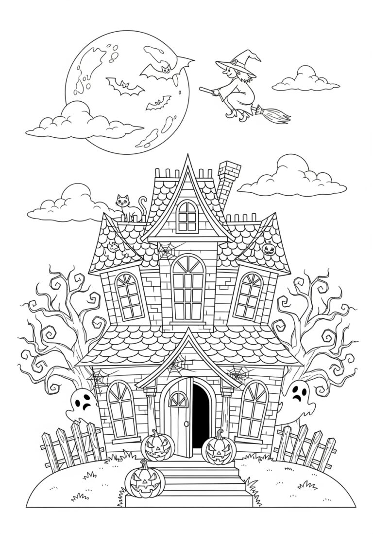 Halloween Coloring House to Print Out and Color