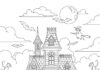 Halloween Coloring Page Haunted House