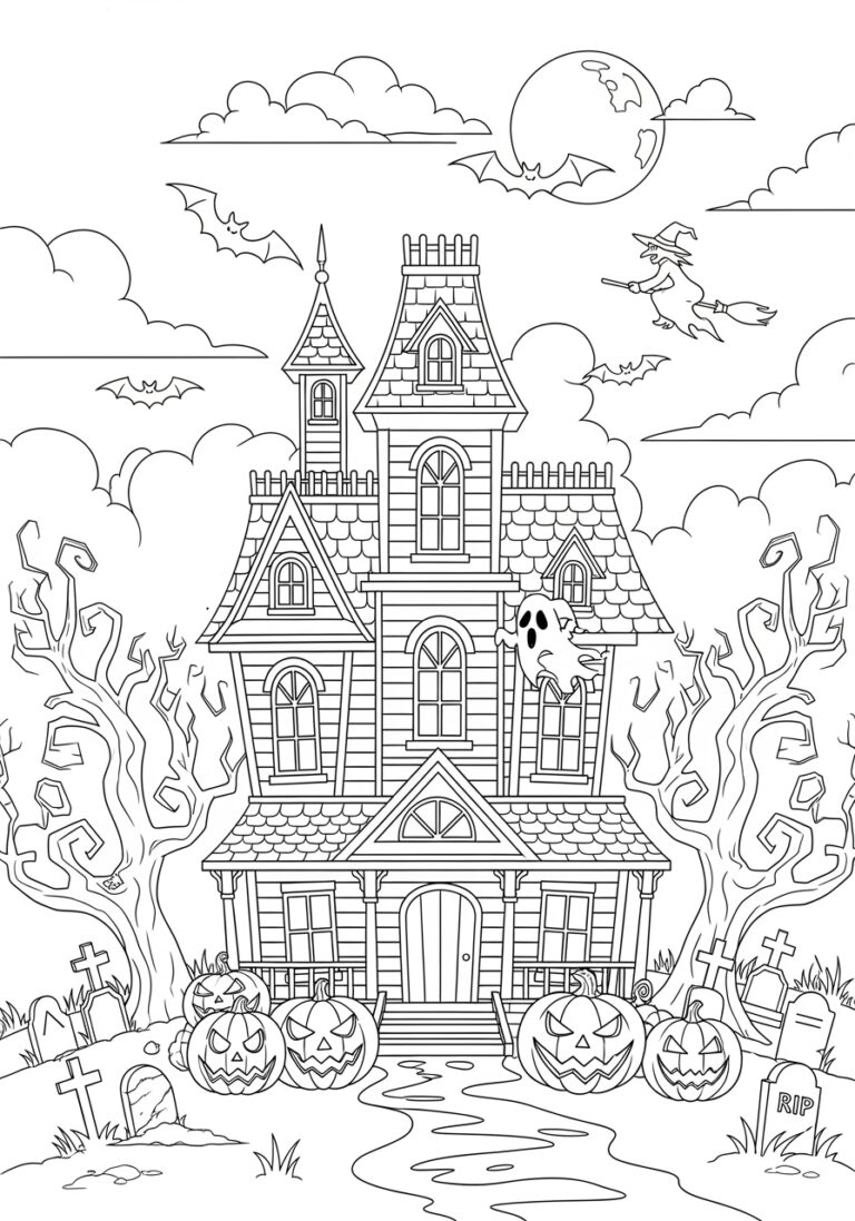 Halloween Coloring Page Haunted House Halloween Coloring Page Haunted House