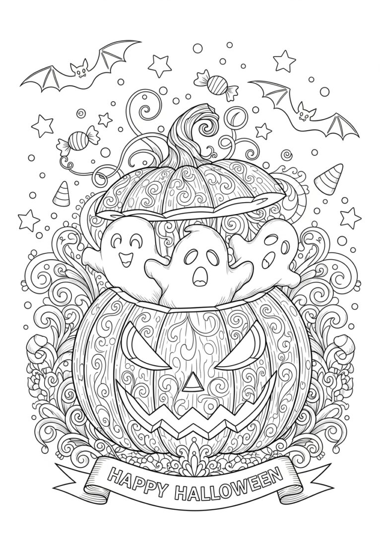 Halloween Coloring Page for Adults Easy