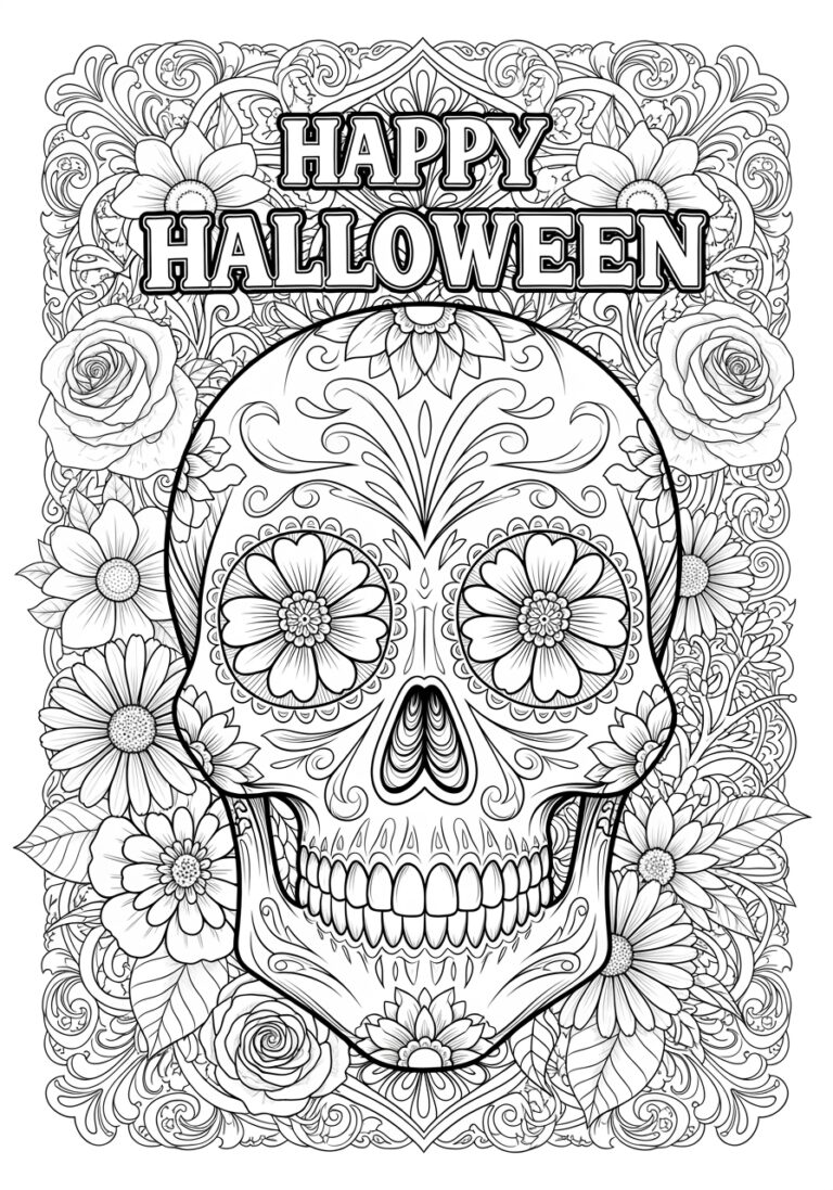 Halloween Coloring Page Skull to Print Out and Color Halloween Coloring Page Skull to Print Out and Color