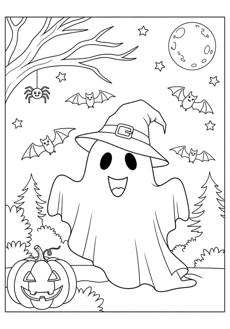 Halloween Ghost Coloring Page for Kids