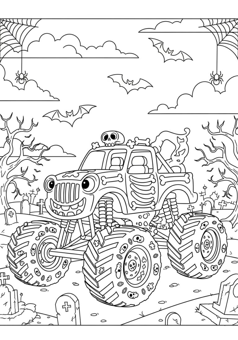 Halloween Monster Truck Coloring Page