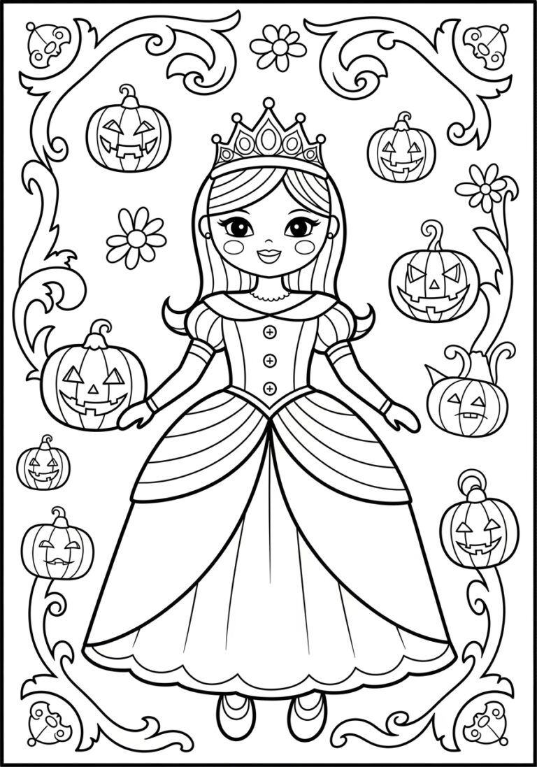 Halloween Princess Coloring Page Halloween Princess Coloring Page