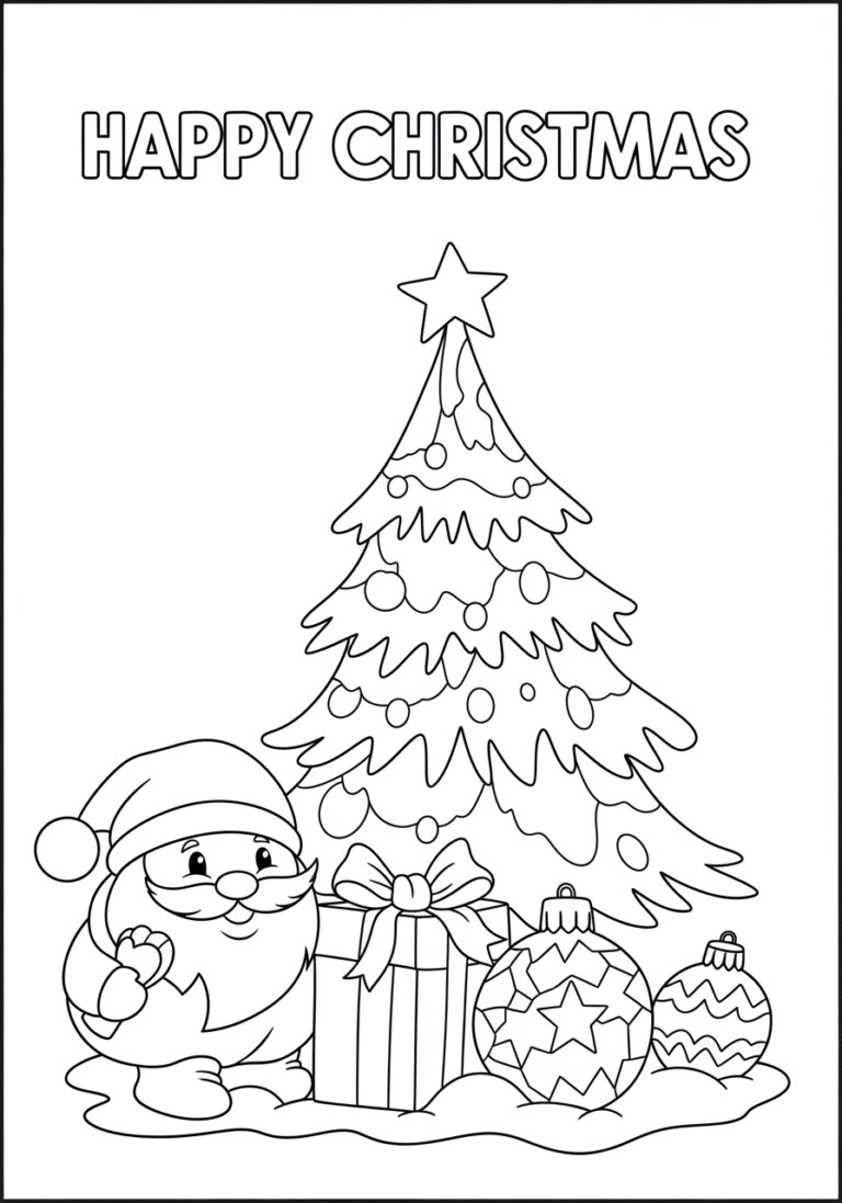 Happy Christmas Coloring Page Happy Christmas Coloring Page