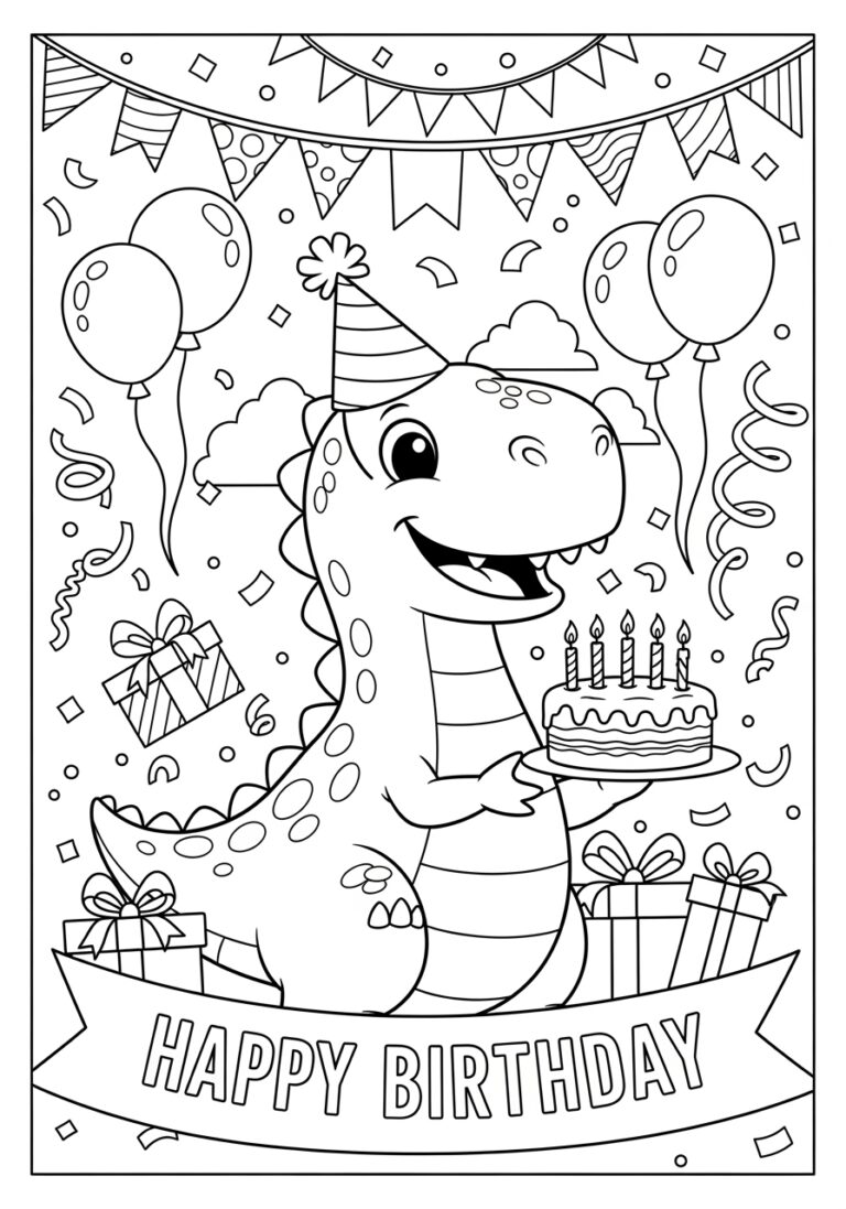 Happy Dinosaur Coloring Page