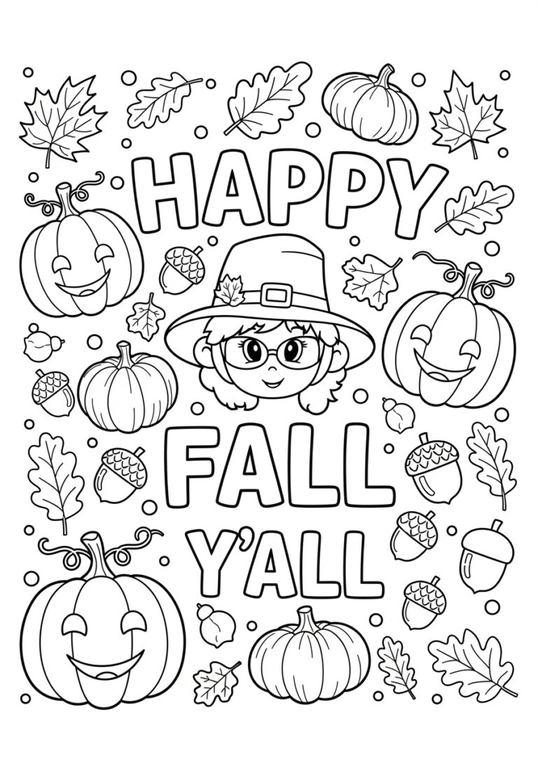 Happy Fall Y’all Coloring Page Happy Fall Y’all Coloring Page