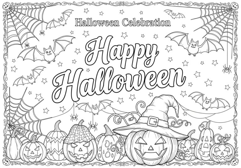 Happy Halloween Coloring Page for Adults