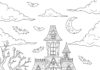 Haunted House Spooky Halloween Coloring Page
