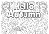 Hello Autumn Coloring Page to Print Out and Color