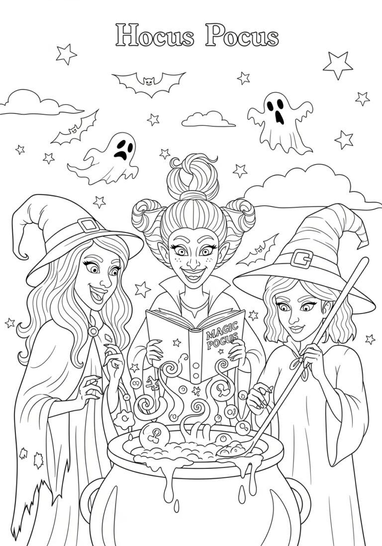 Hocus Pocus Cauldron Bubbling Potion Coloring Page Hocus Pocus Cauldron Bubbling Potion Coloring Page