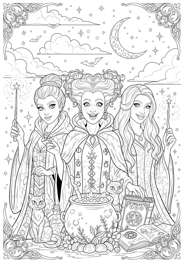 Hocus Pocus Cosplay Costume Design Coloring Page