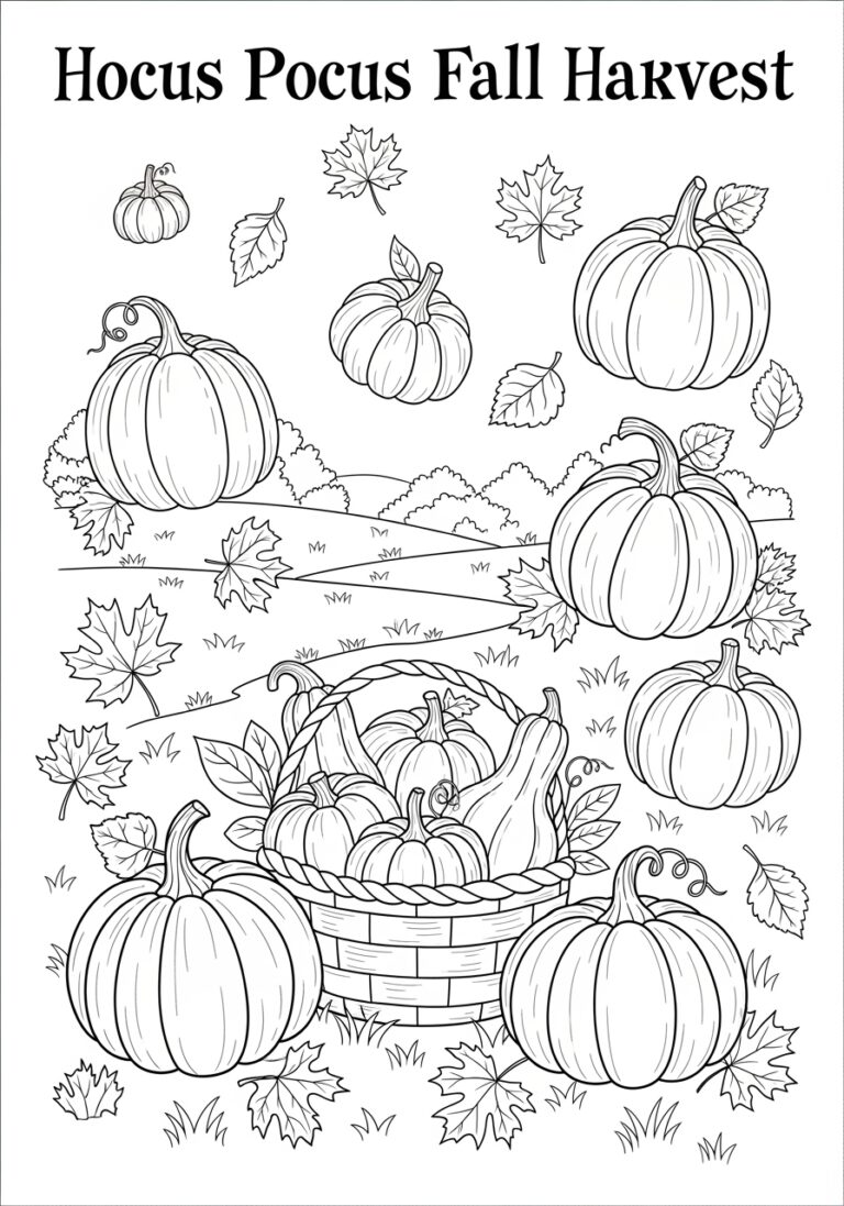Hocus Pocus Fall Harvest Pumpkins and Leaves Color… Hocus Pocus Fall Harvest Pumpkins and Leaves Color…