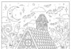 Hocus Pocus Gingerbread Witch Cottage Coloring Pag…