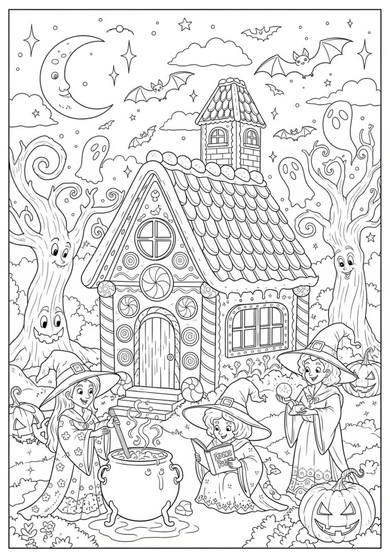 Hocus Pocus Gingerbread Witch Cottage Coloring Page Hocus Pocus Gingerbread Witch Cottage Coloring Page