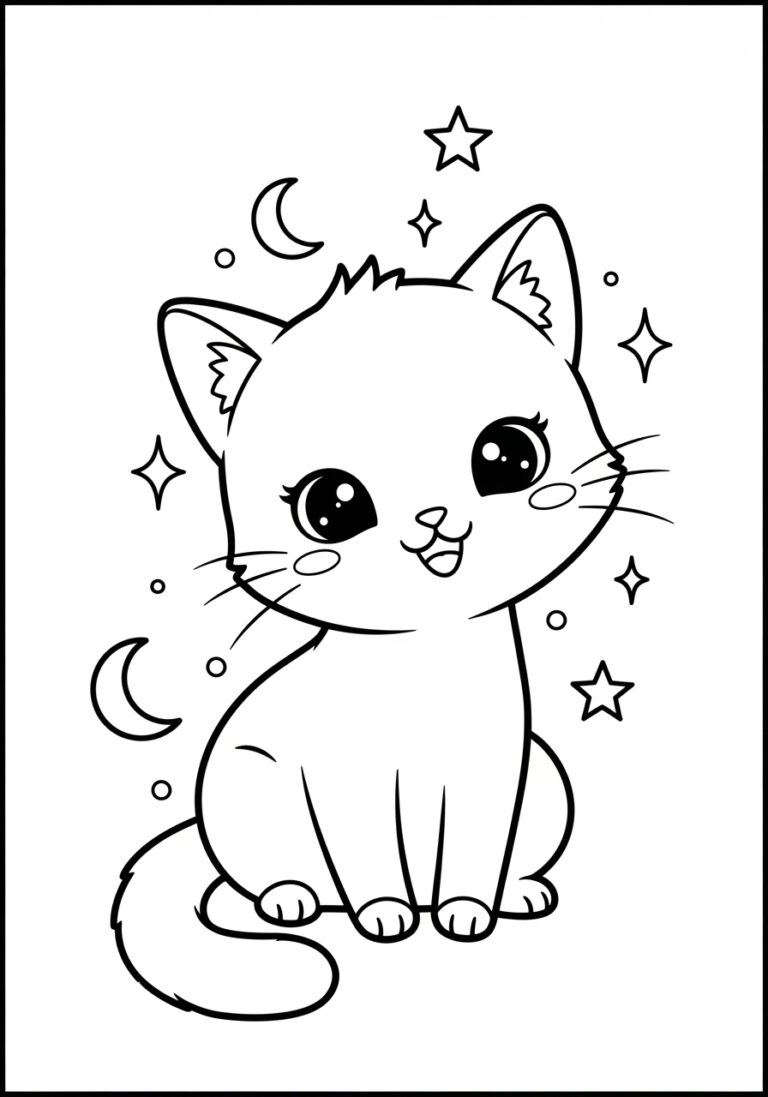 Hocus Pocus Kawaii Black Cat Coloring Page Hocus Pocus Kawaii Black Cat Coloring Page